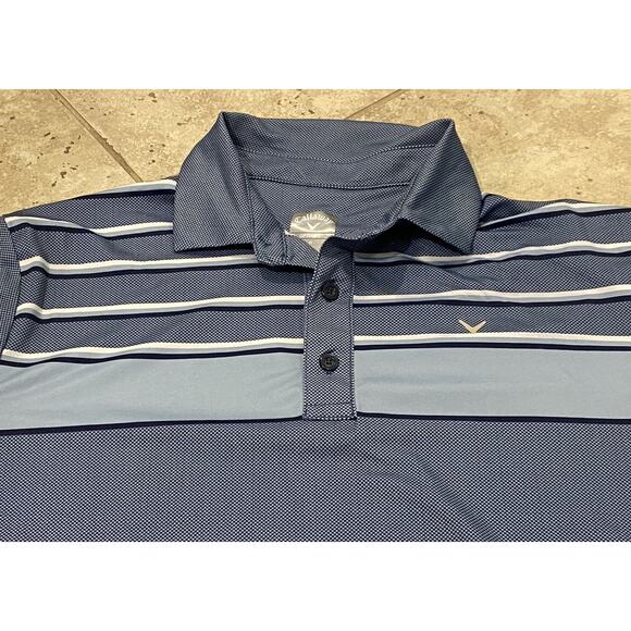 Callaway Opti Dri Men's Medium Polo Short Sleeve Button Blue Golf Shirt M - Picture 1 of 2